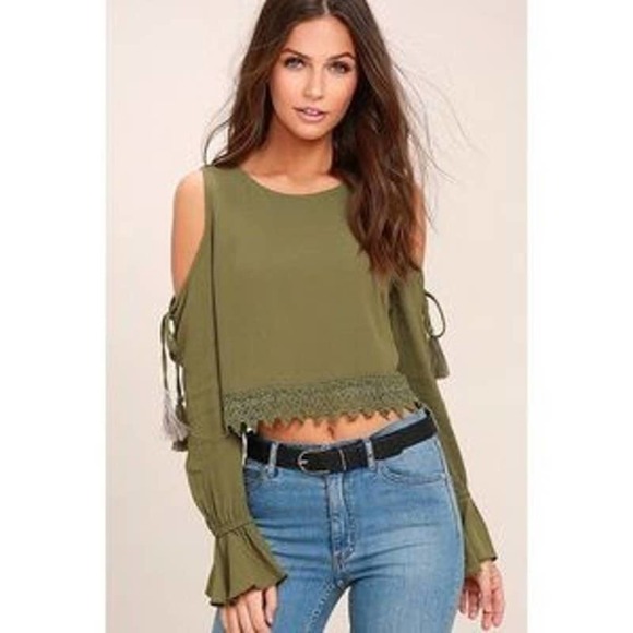 Lulus Tops - LULUS Trip the Vineyard Long Sleeve Lace Crop XS
